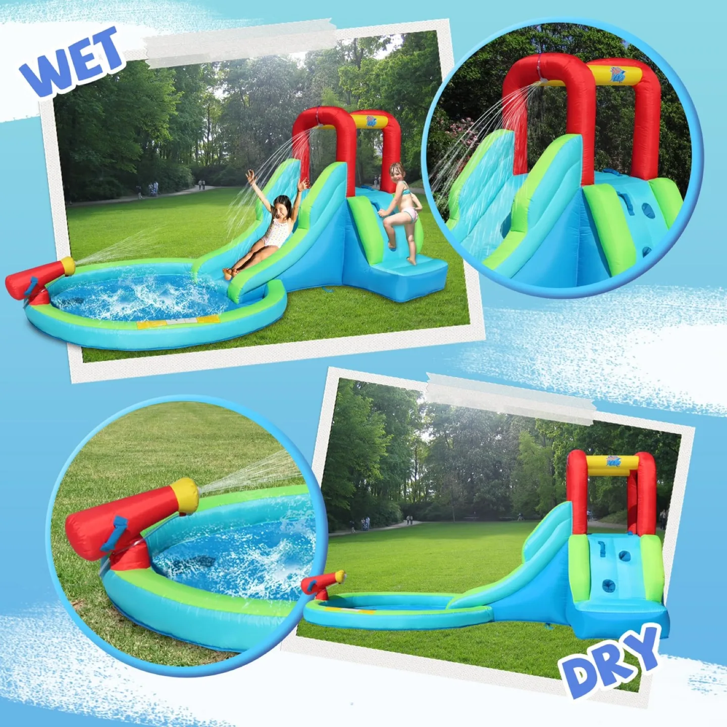 ACTION AIR Inflatable Bounce House w Slide for Wet + Dry image indicator(4)