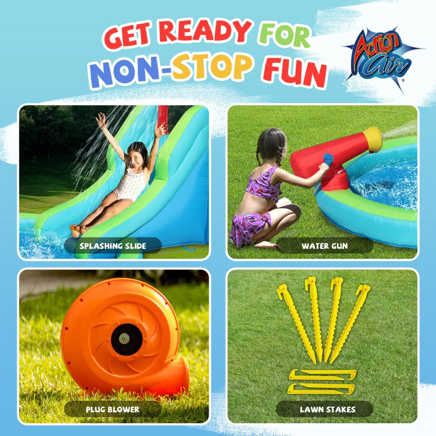 ACTION AIR Inflatable Bounce House w Slide for Wet + Dry image indicator(5)