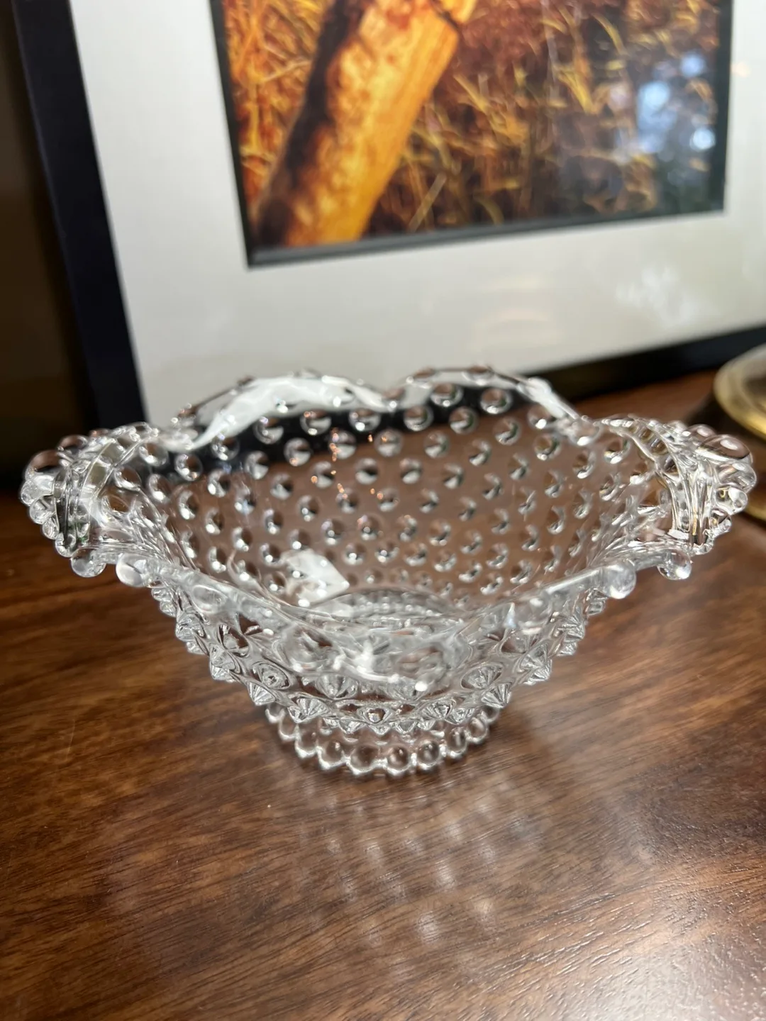 Vintage Clear Glass Hobneil Bowl thumbnail
