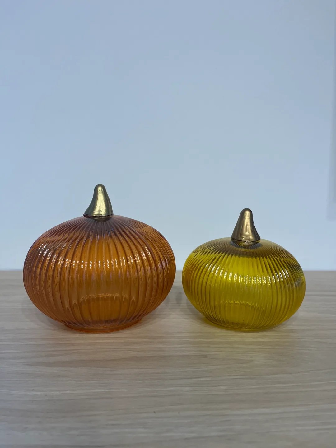 Decorative Glass Pumpkins - Amber & Yellow thumbnail