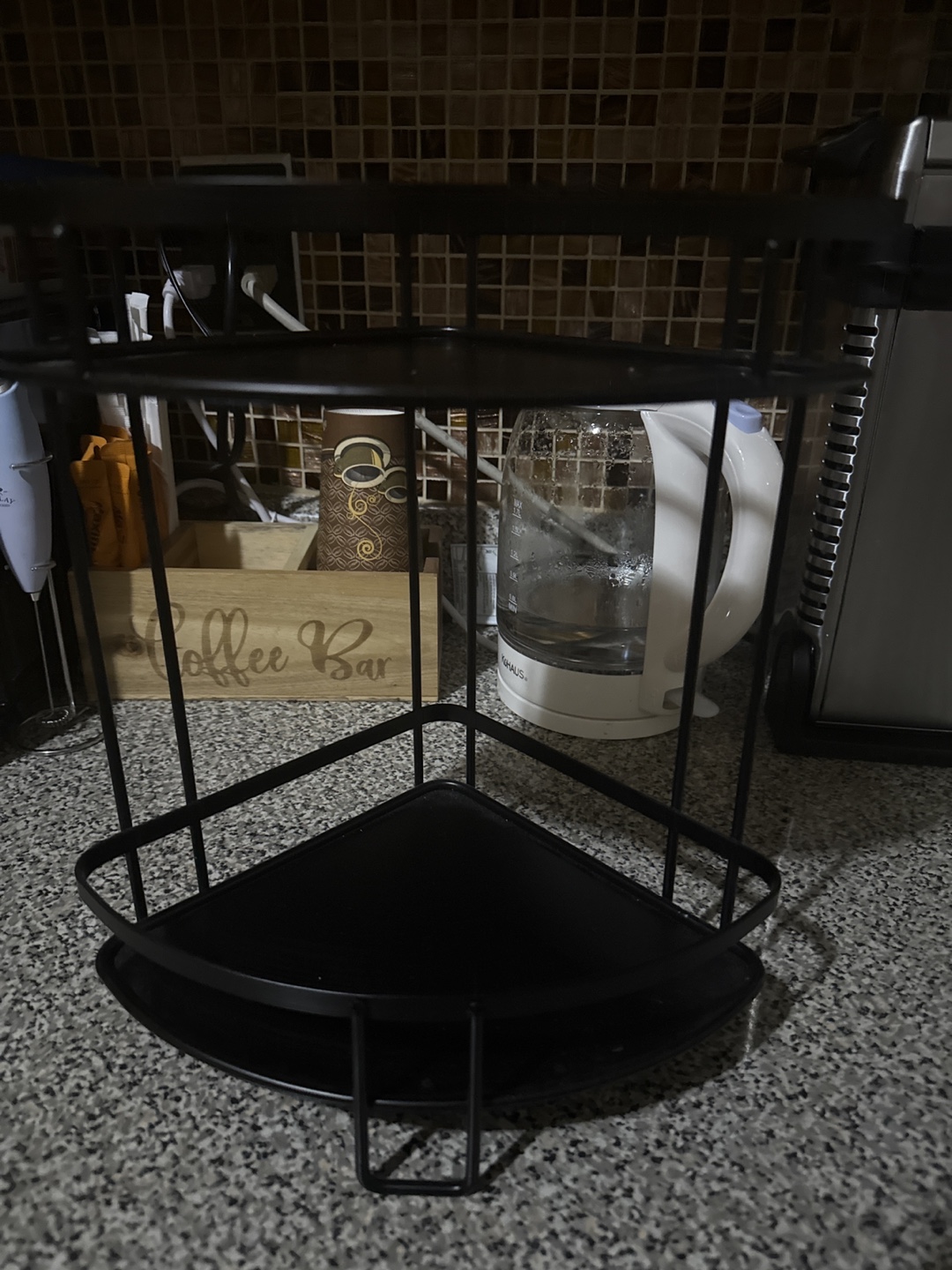 Black Metal Corner Shelf