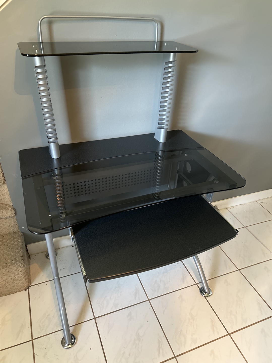 Black Glass Computer Desk