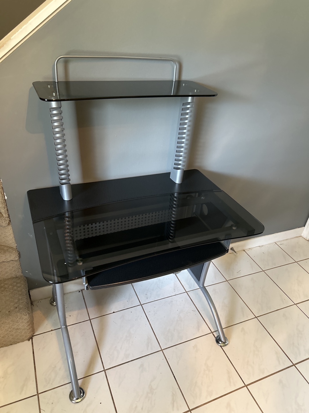 Black Glass Computer Desk - photo 2