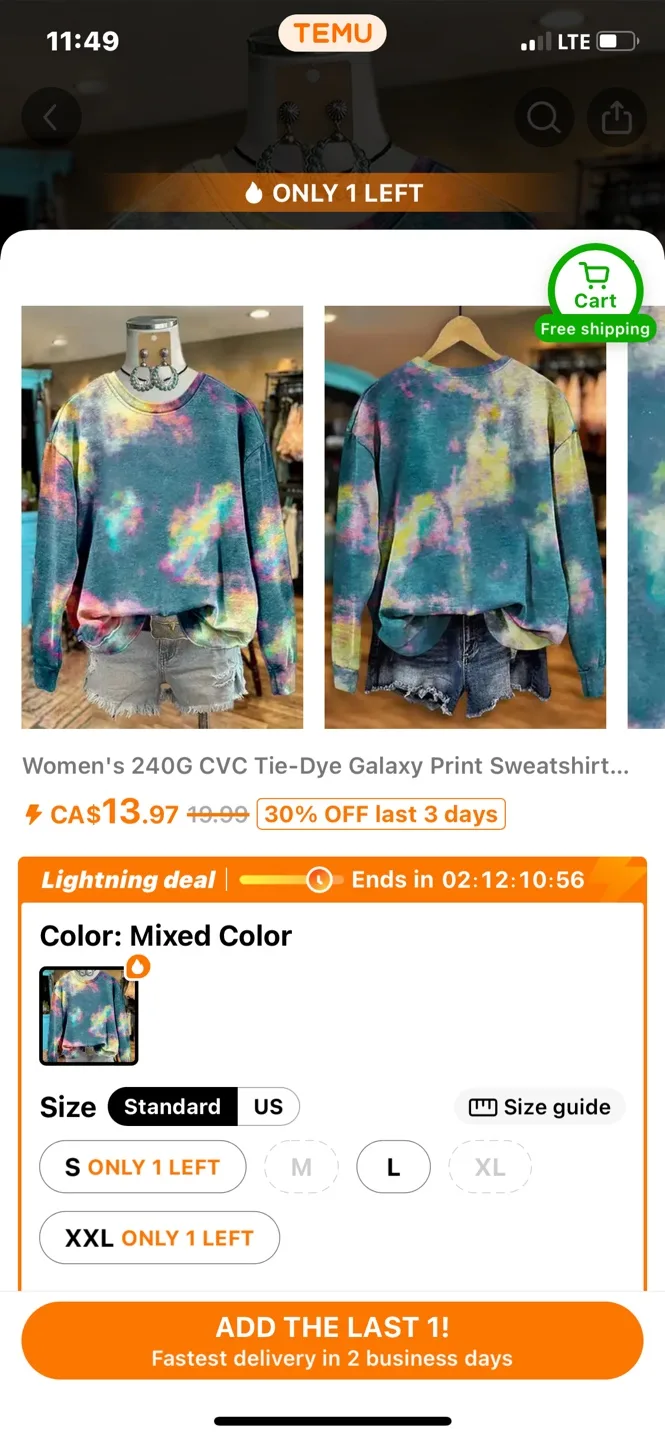 Tie-Dye Galaxy Print Sweatshirt - Size L thumbnail
