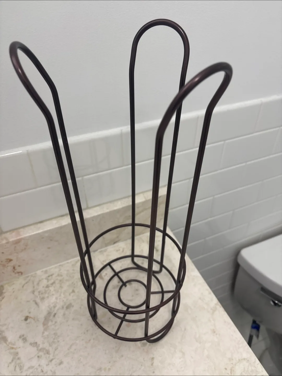 Brown Metal Toilet Paper Holder Stand image indicator(3)