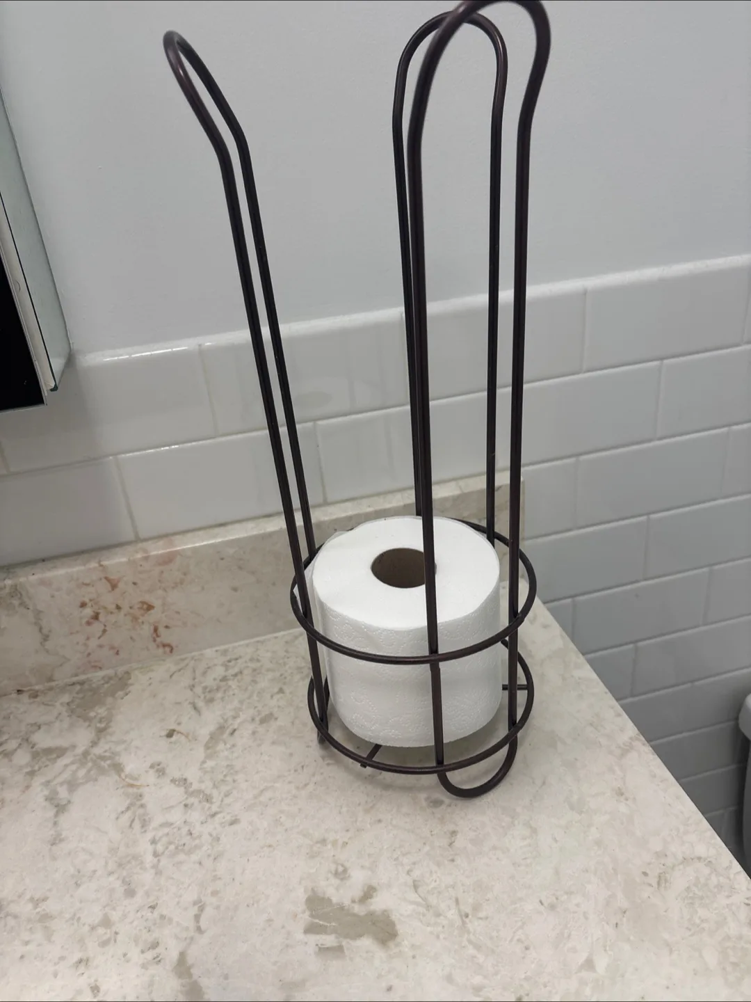 Brown Metal Toilet Paper Holder Stand image indicator(4)