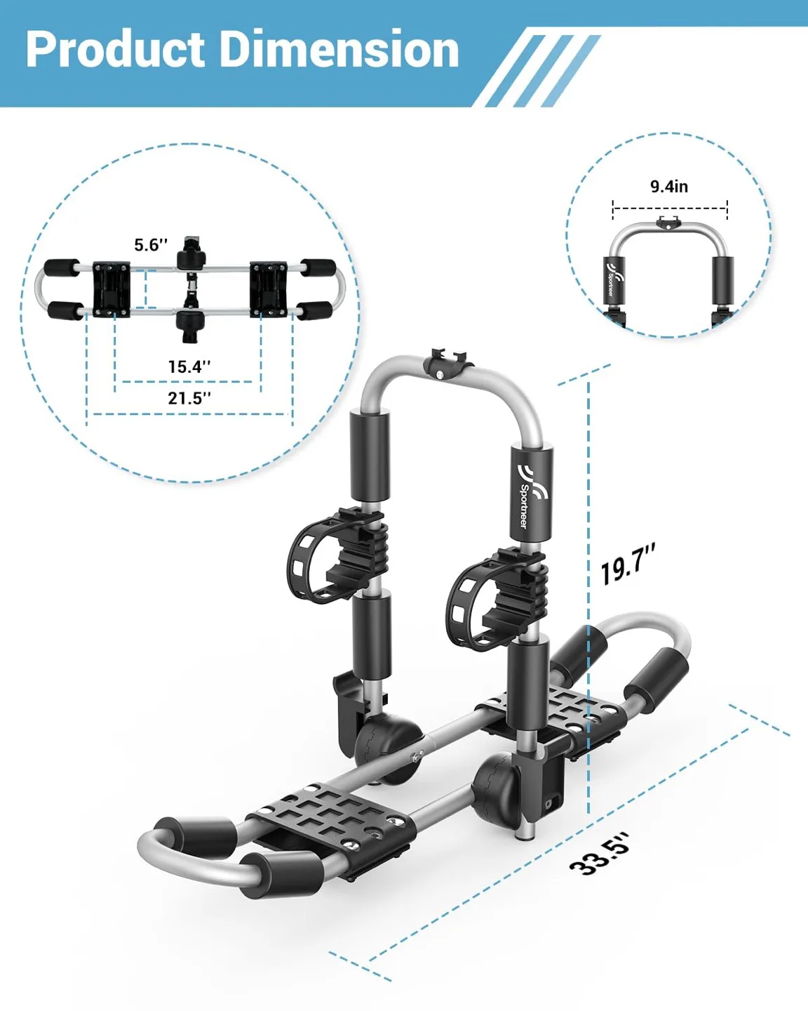 Sportneer Kayak Car Rack for 2 Kayaks 2 in 1 Folding image indicator(5)