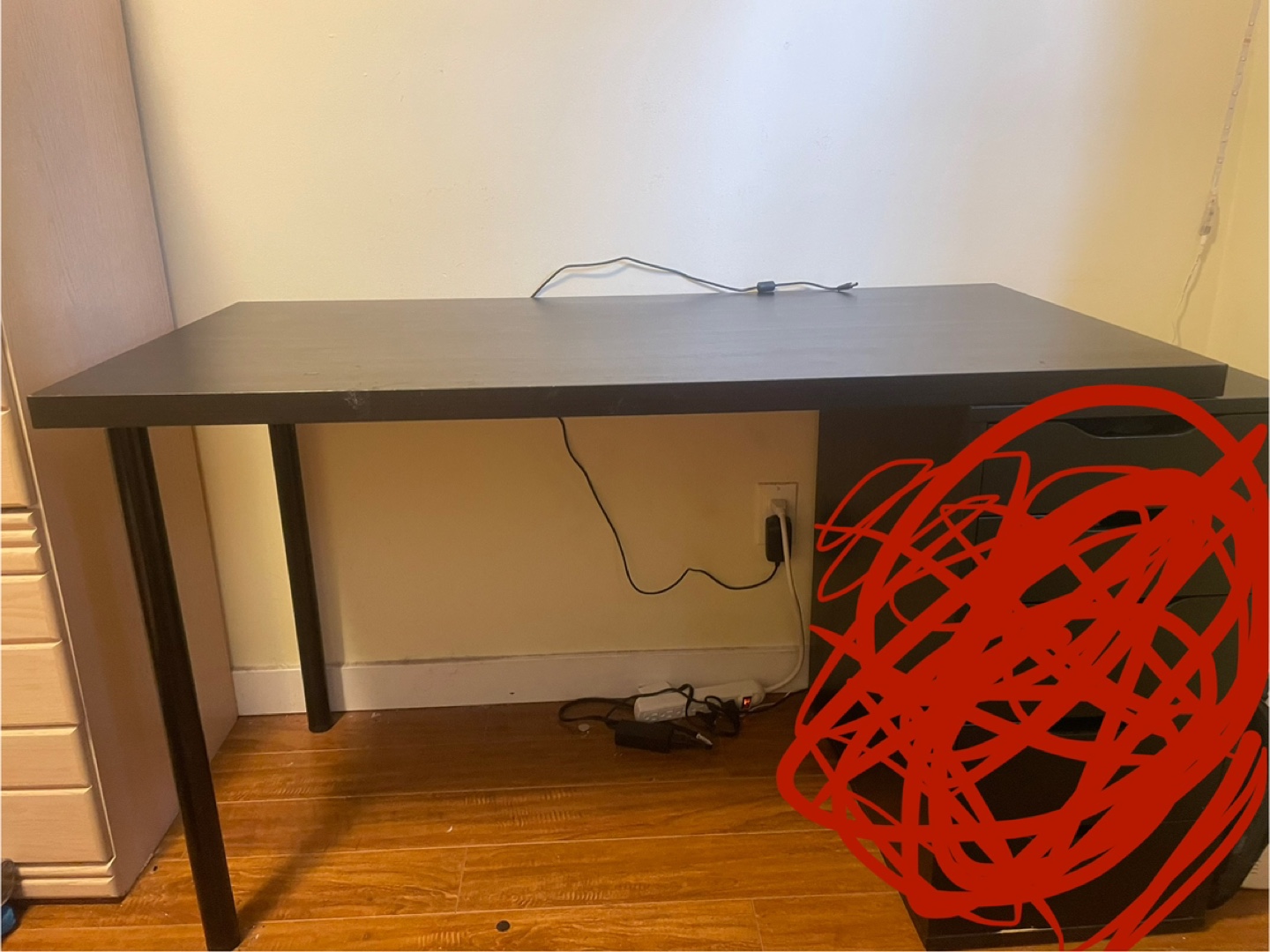 Black IKEA Partial Desk