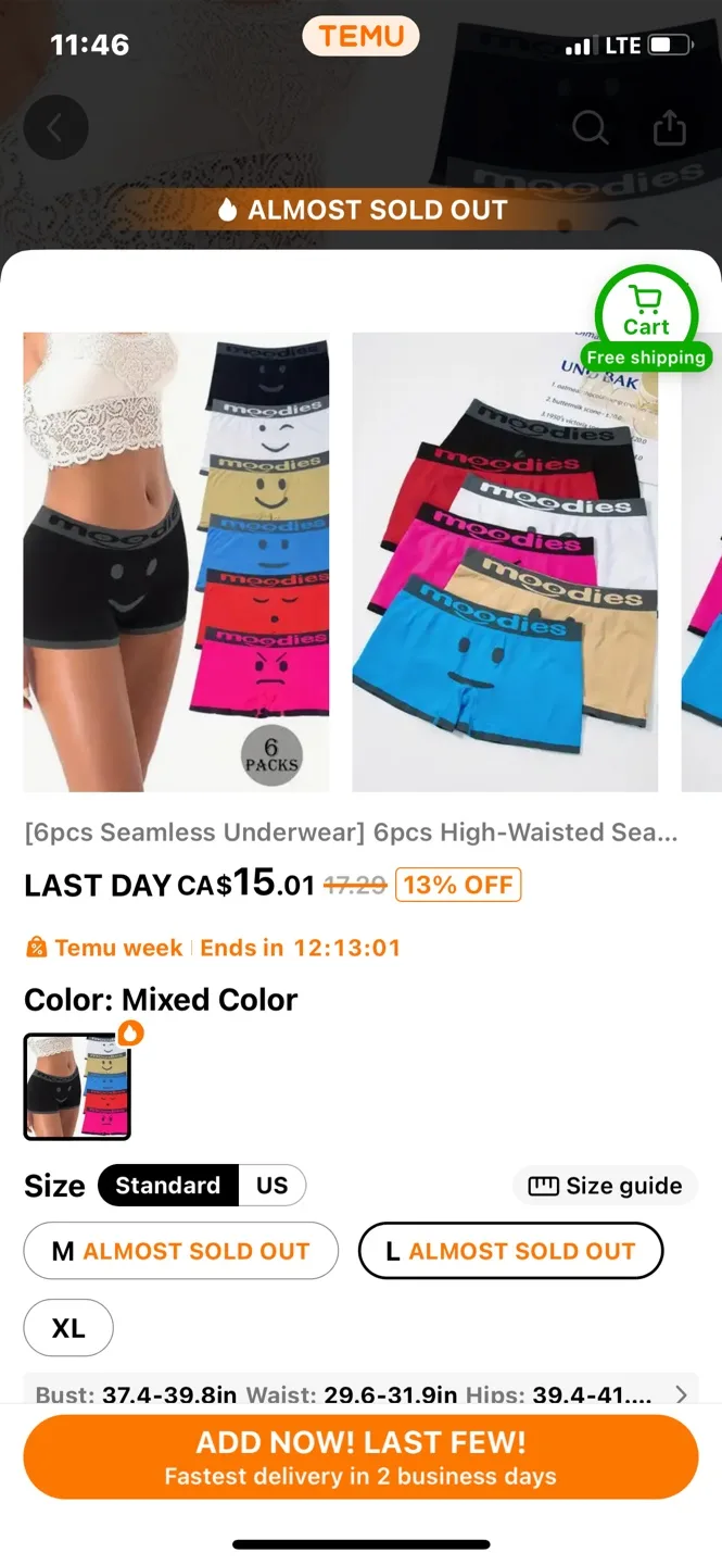 Moodies Seamless Underwear - Size M thumbnail