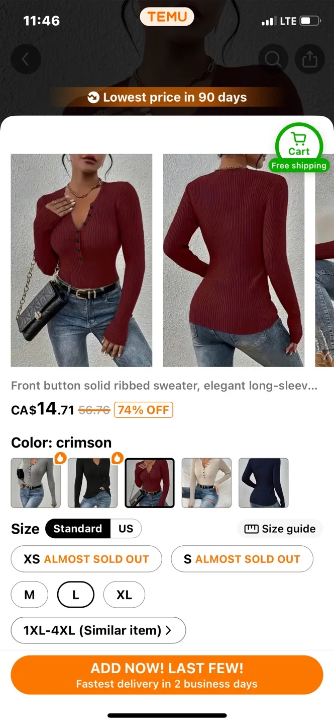 Crimson Ribbed Button Sweater thumbnail