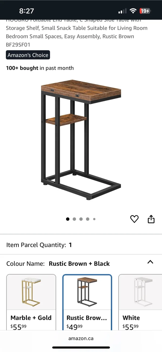 Hoobro BF29SF01 Rustic Brown Snack Table - NEW! image indicator(3)