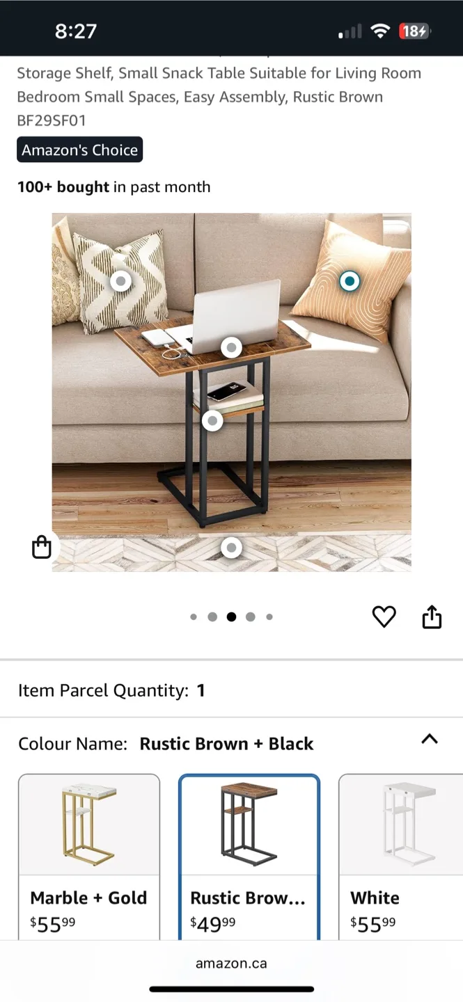 Hoobro BF29SF01 Rustic Brown Snack Table - NEW! thumbnail