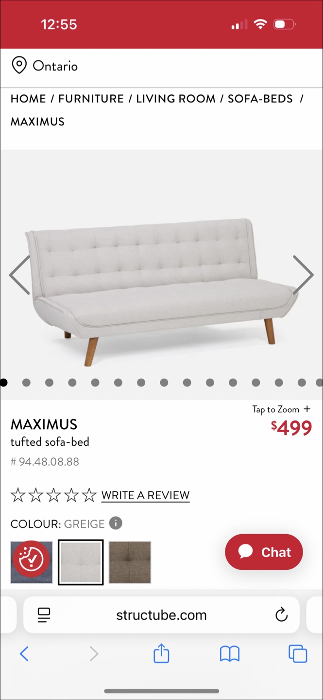 Structube Maximus Tufted Sofa-Bed - Greige - photo 2