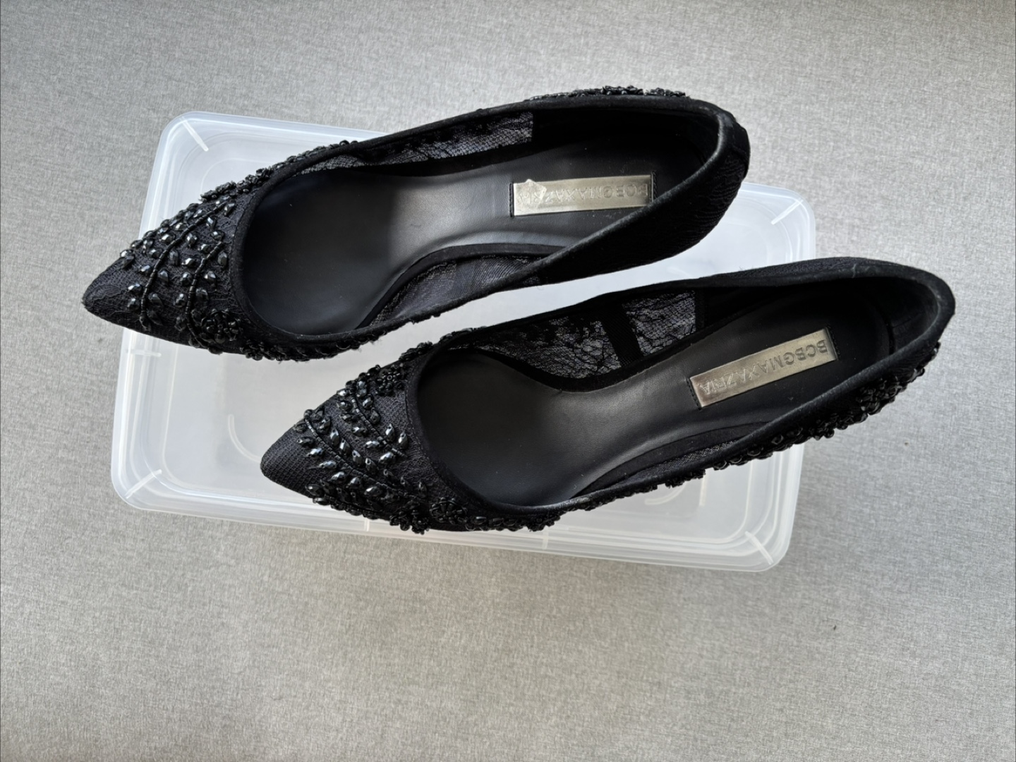 BCBGMAXAZRIA Black Lace Heels