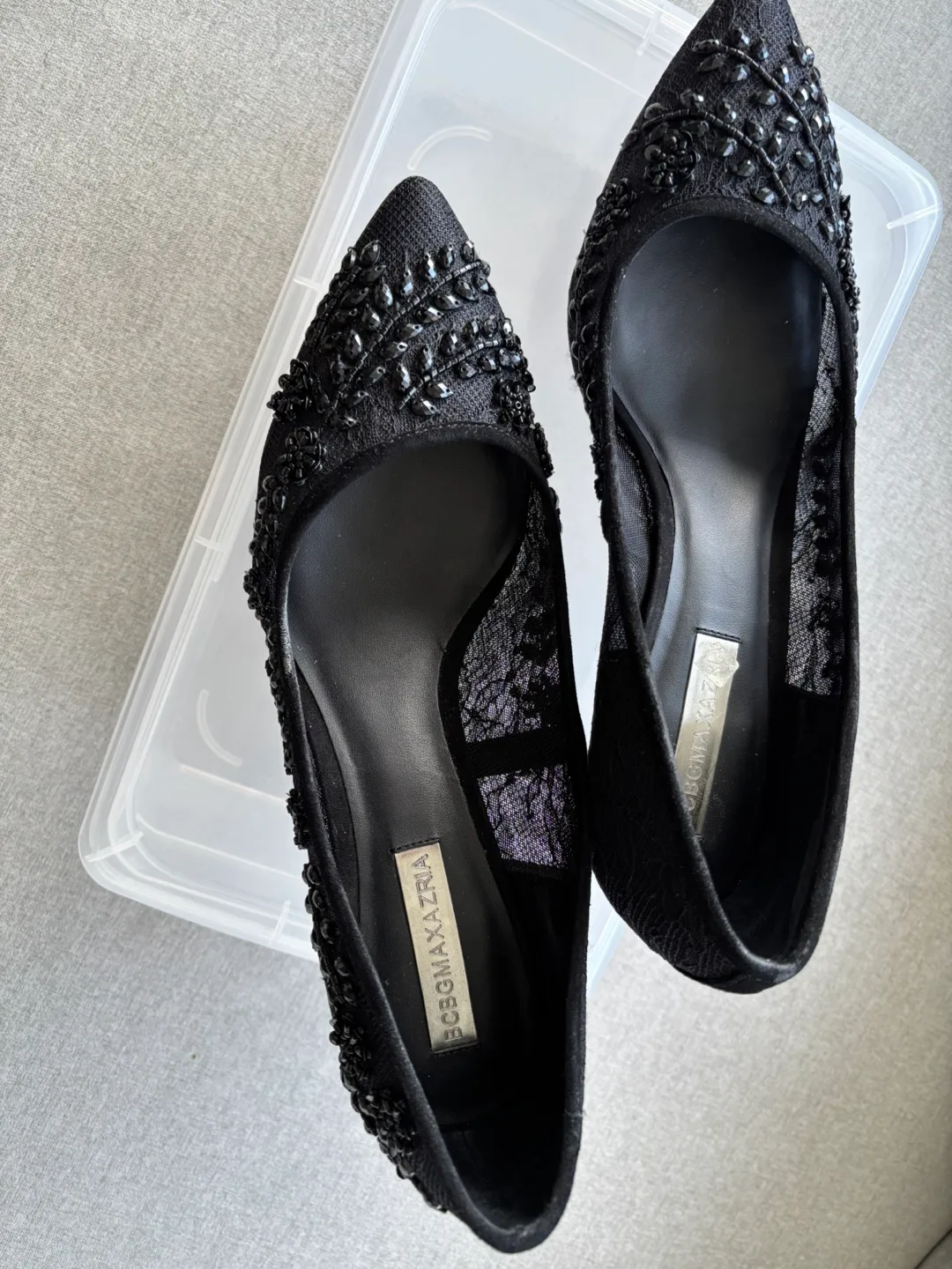 BCBGMAXAZRIA Black Lace Heels image indicator(2)