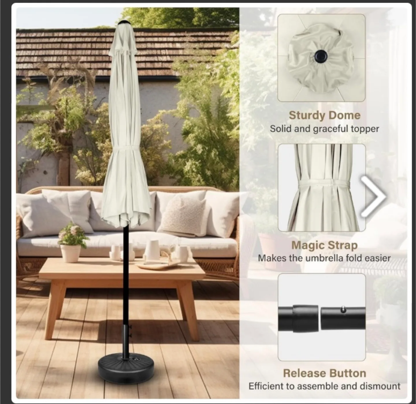 7.5ft Outdoor Patio Umbrella - Beige image indicator(3)