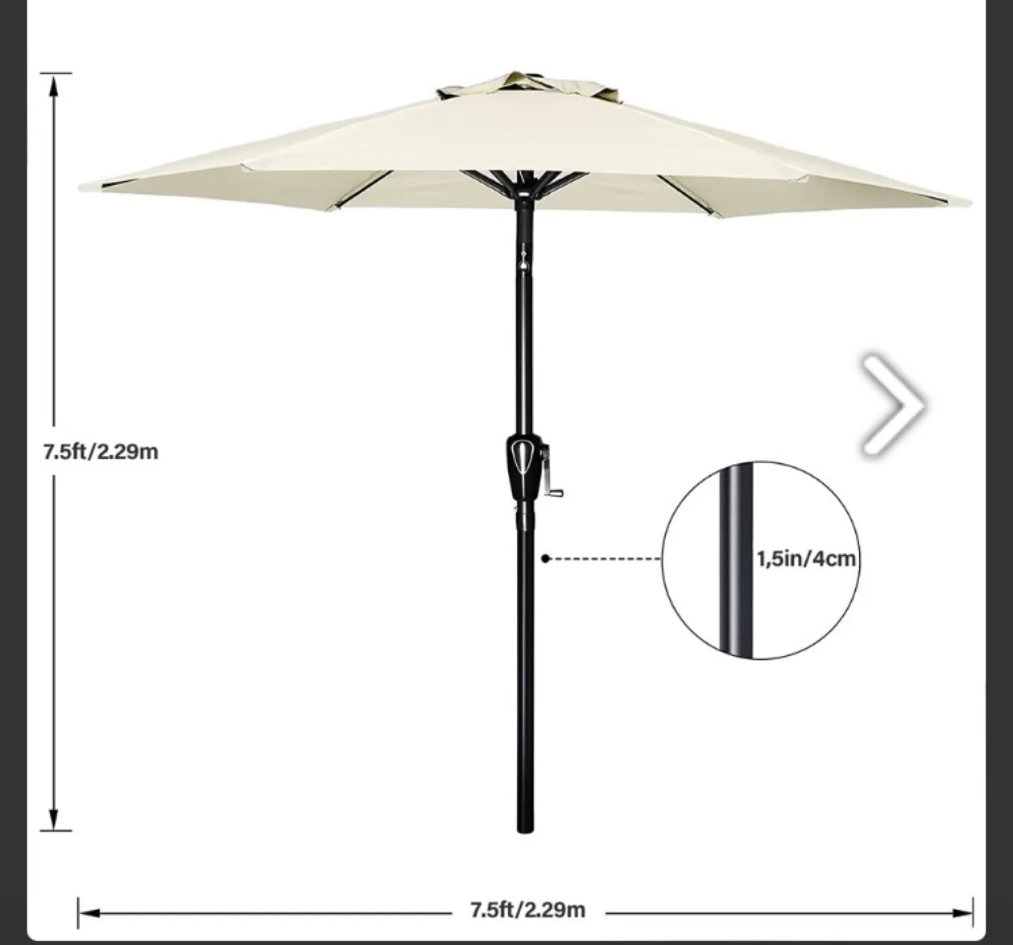 7.5ft Outdoor Patio Umbrella - Beige image indicator(2)