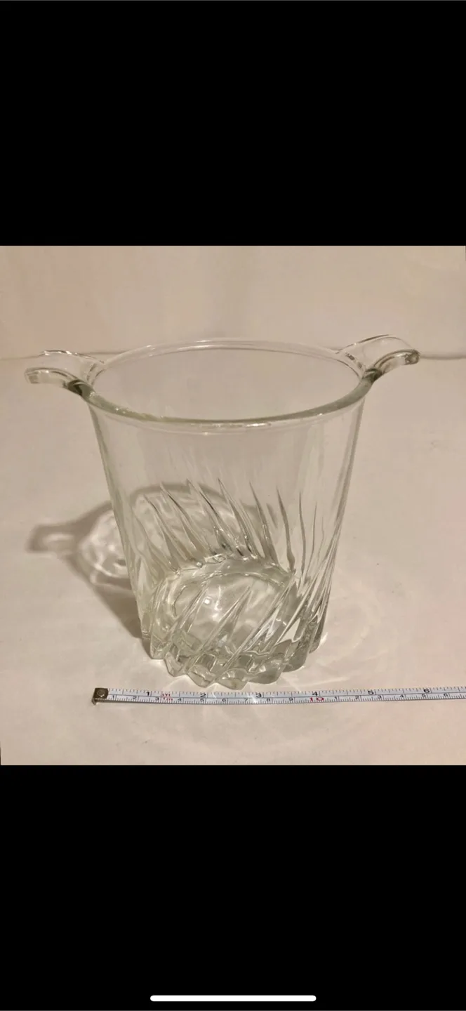 Clear Glass Ice Bucket with Handles thumbnail