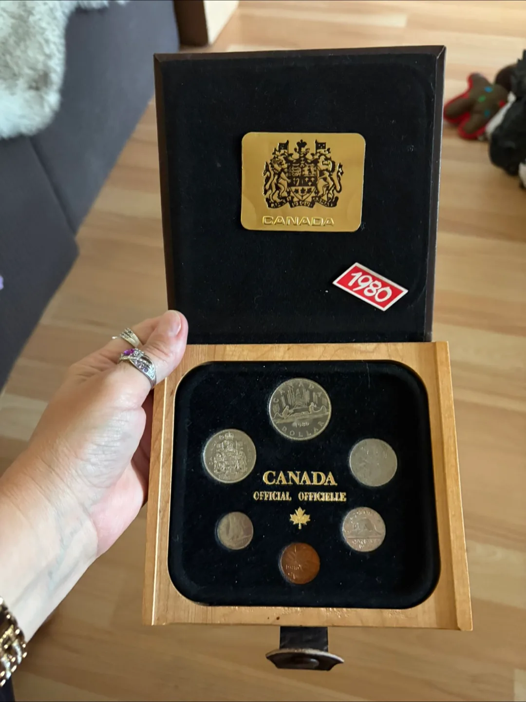 1980 Canadian 6-Piece Coin Set With Wooden Case thumbnail