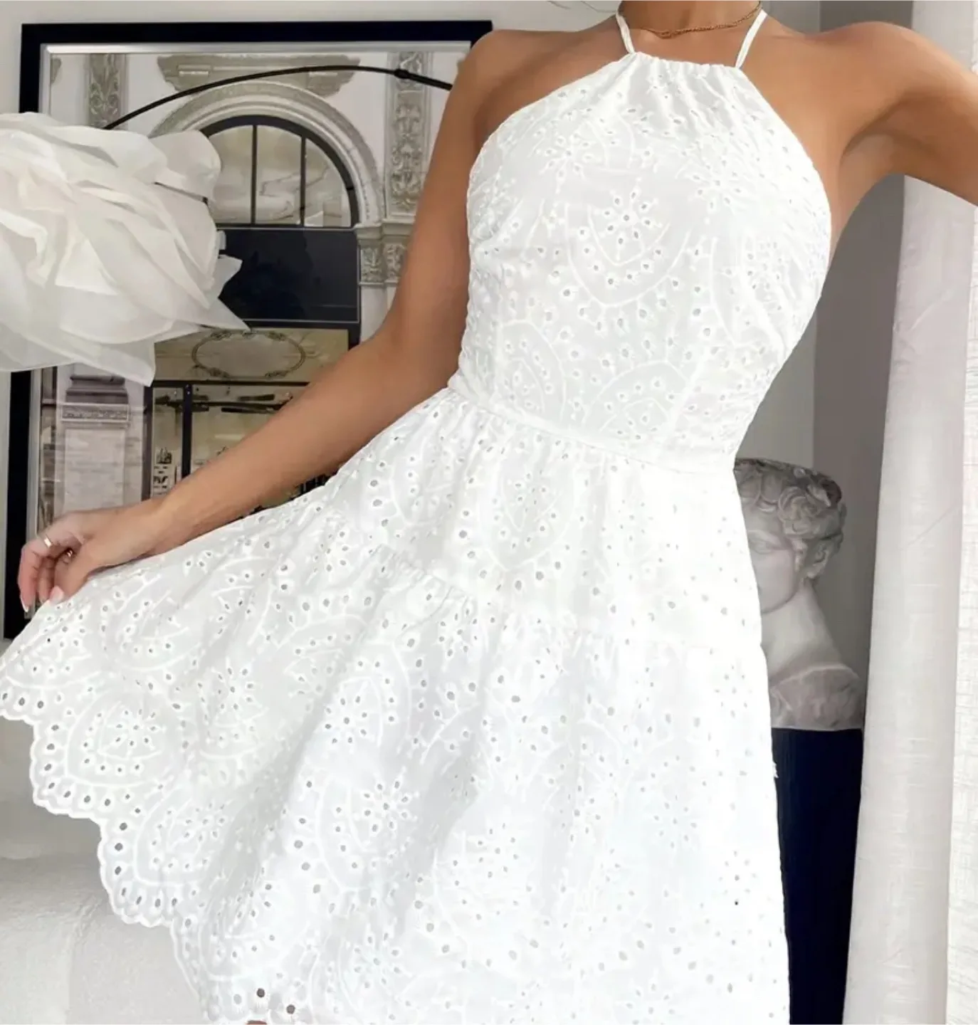 White Eyelet Mini Dress thumbnail