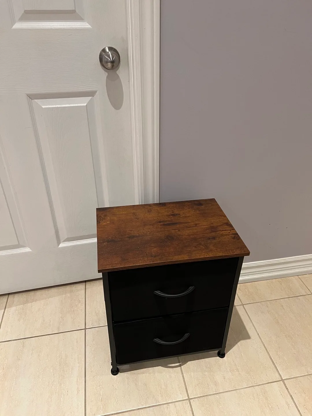 Brown & Black Nightstand with 2 Fabric Drawers thumbnail