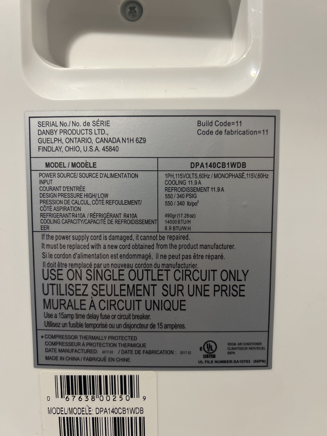 Danby 14000 BTU Portable Air Conditioner - photo 4