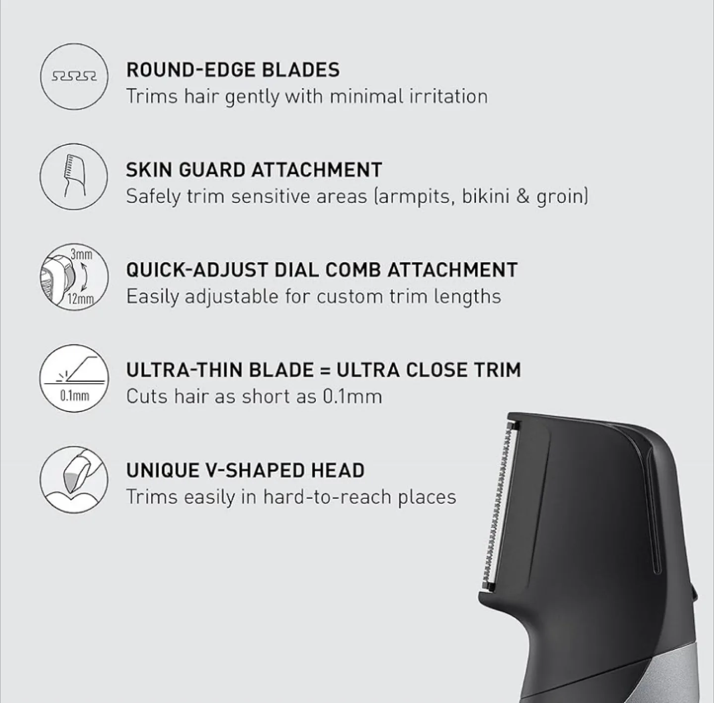 Panasonic Slim Line Body Groomer w Two Attachments, Silver image indicator(2)