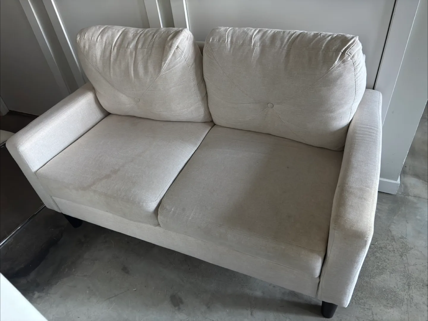 Upholstered Loveseat Couch - Beige thumbnail