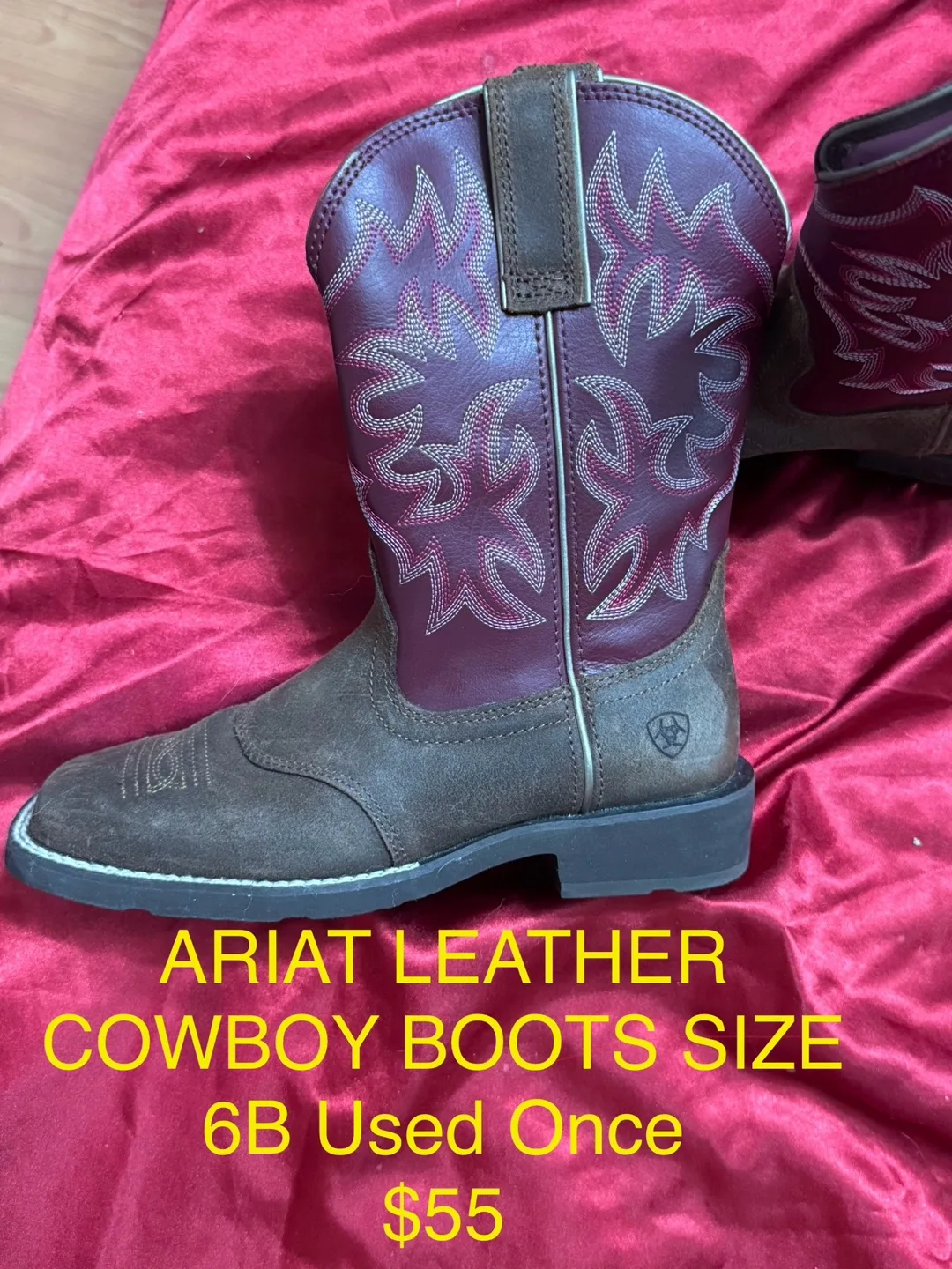 Ariat Leather Cowboy Boots - Size 6B thumbnail