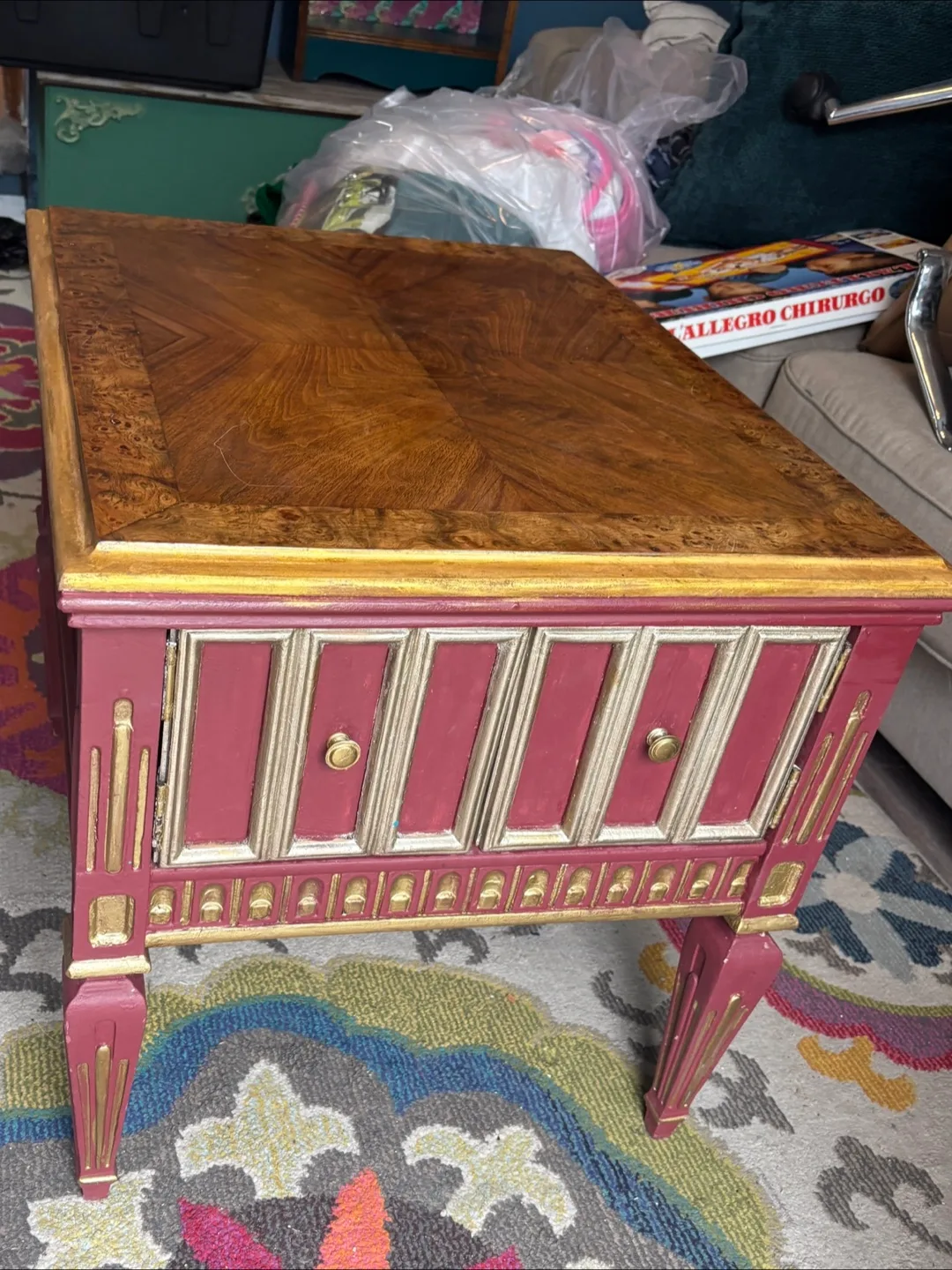 Vintage Wood & Gold Accent Table thumbnail