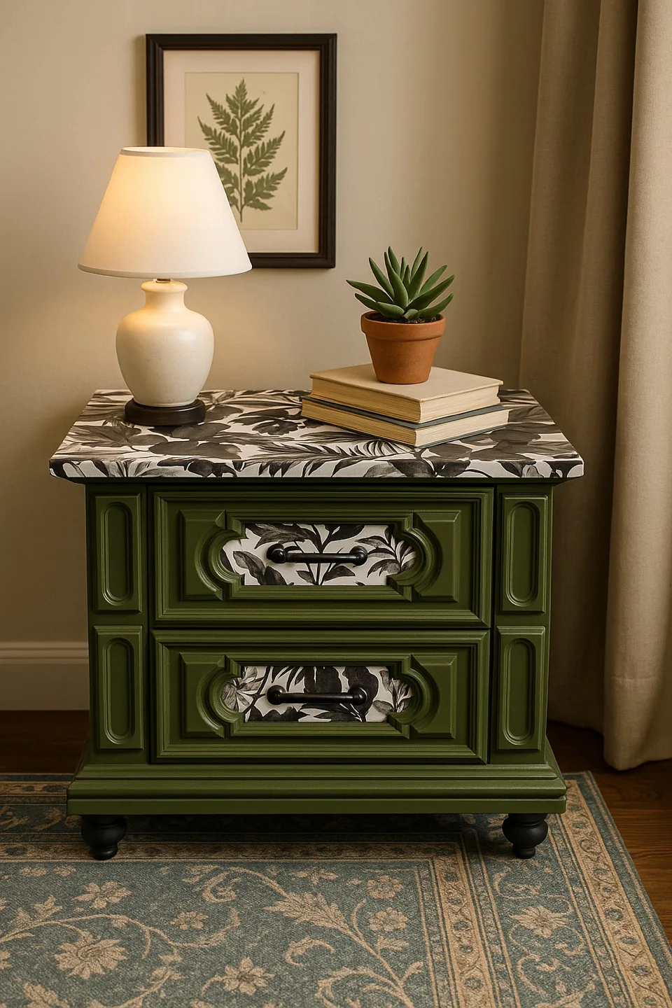 Green Two-Drawer Nightstand thumbnail