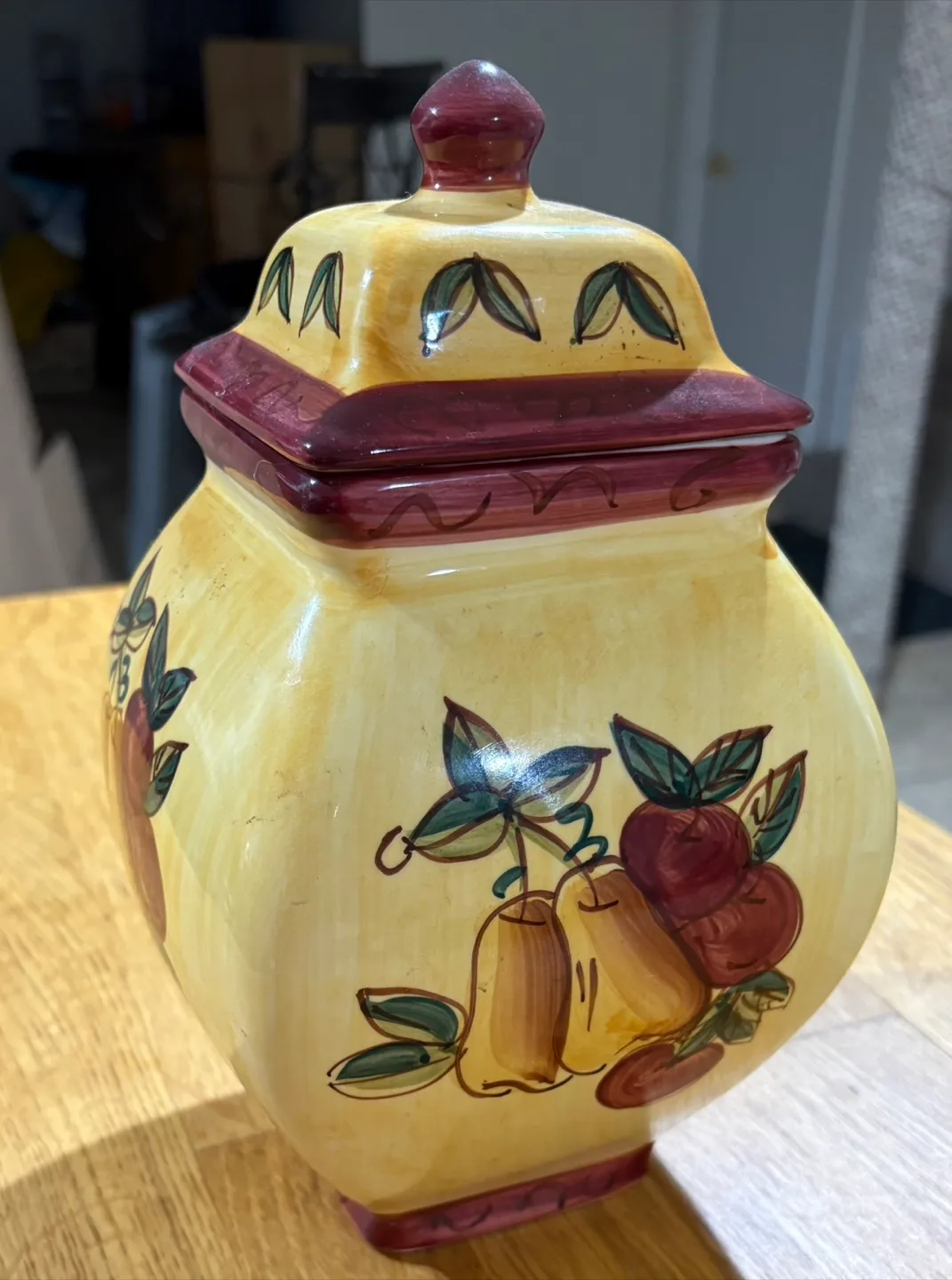 🥕Ceramic Thrifty Lidded Jar with Fruit Design thumbnail