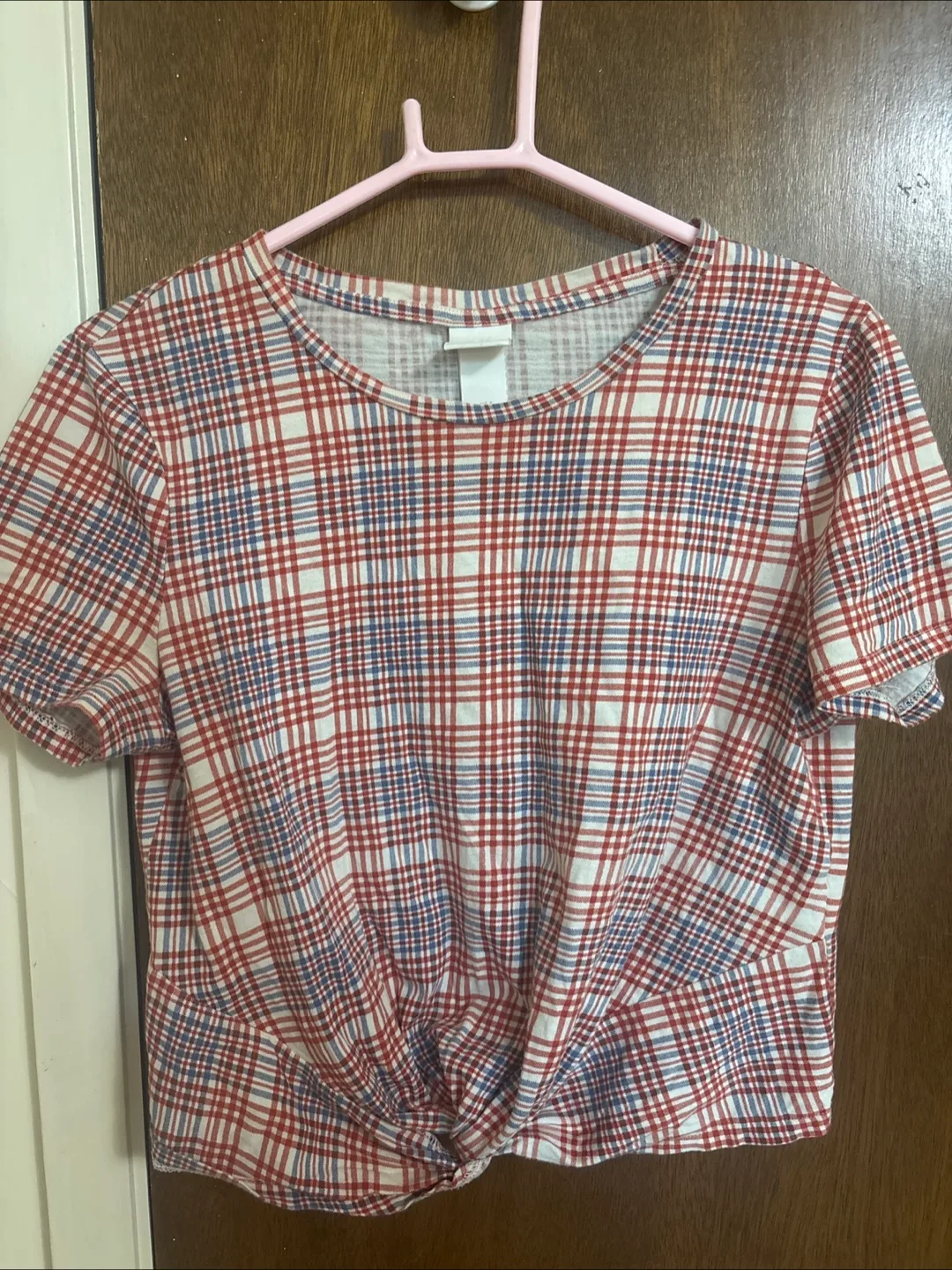 Plaid Tie-Front  crop top thumbnail