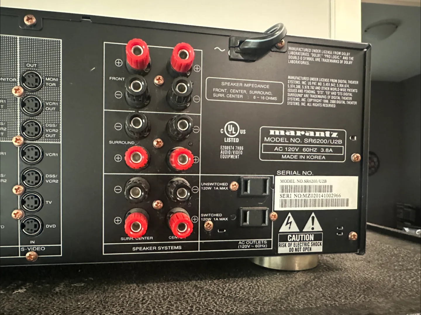 Marantz SR6200 6.1 receiver 110 watts per channel image indicator(5)