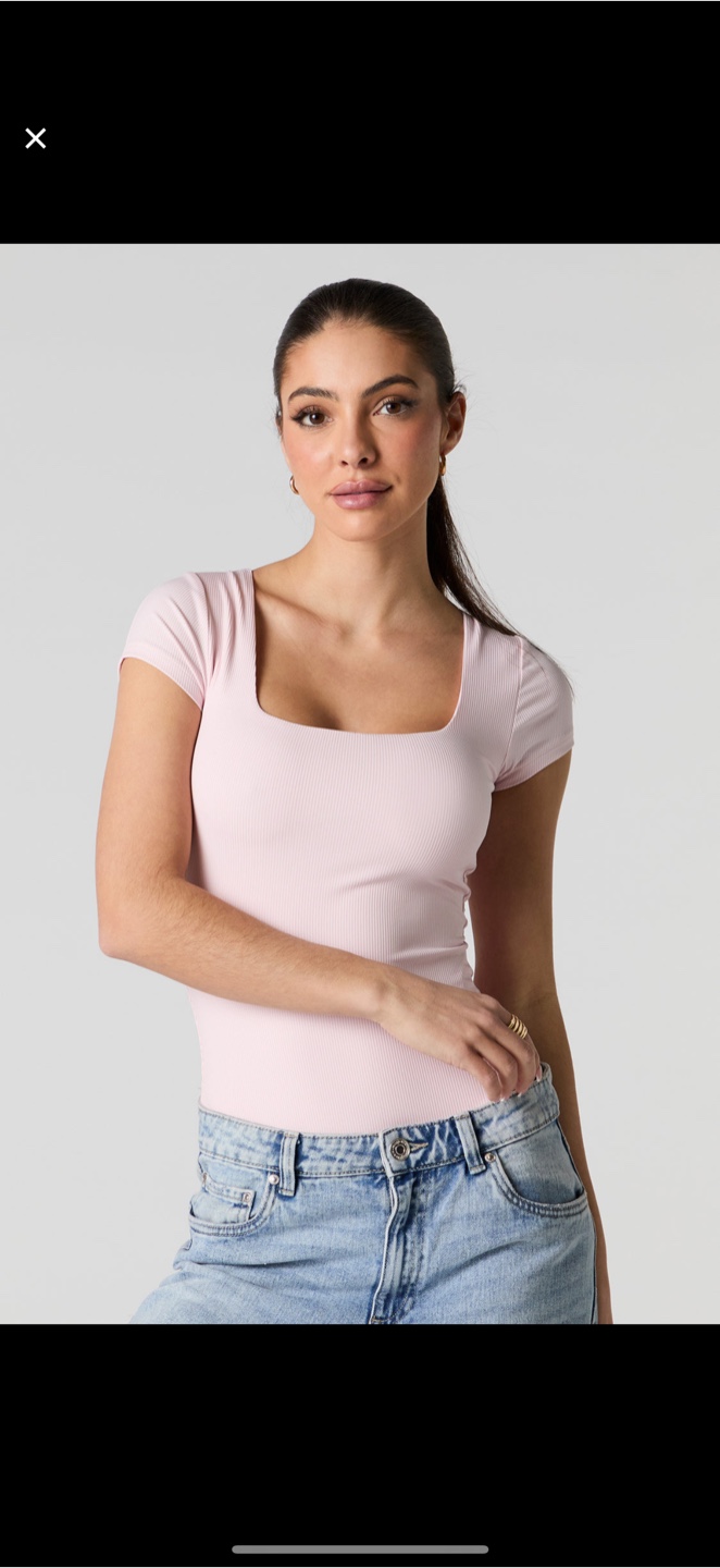 Urban Planet Ribbed Square Neck Bodysuit