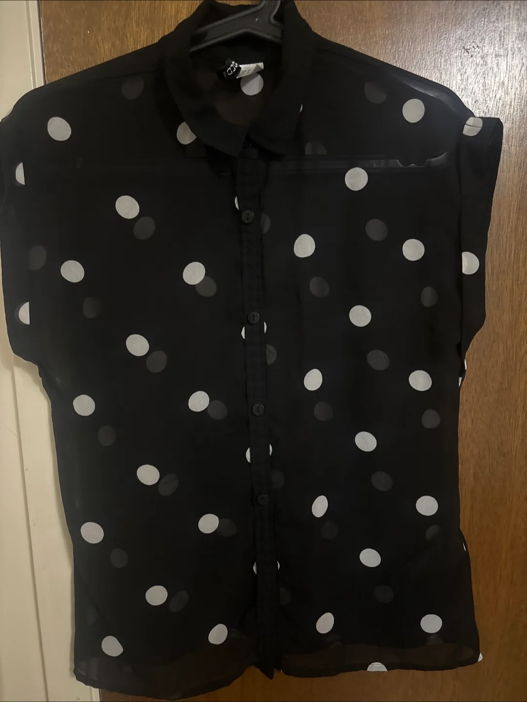 Sheer Black Polka Dot Blouse thumbnail
