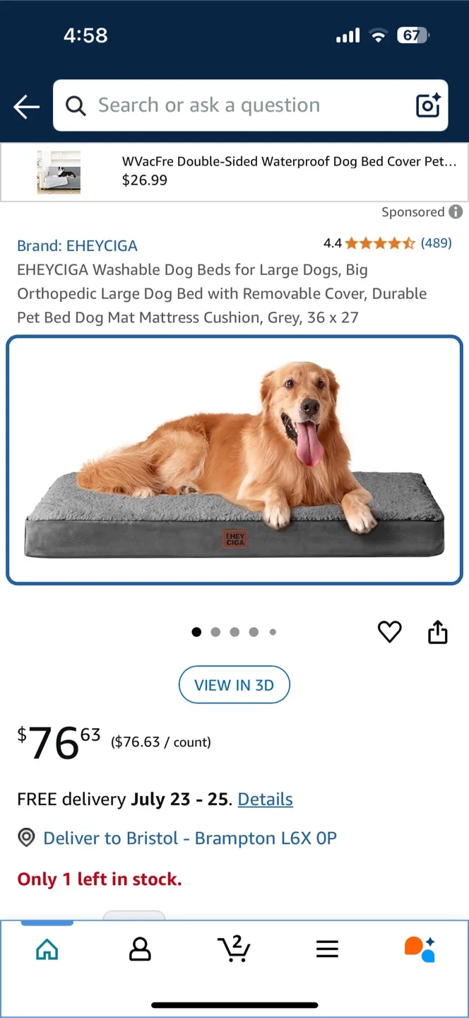 EHEYCIGA Orthopedic Large Dog Bed, 36 x 27 thumbnail