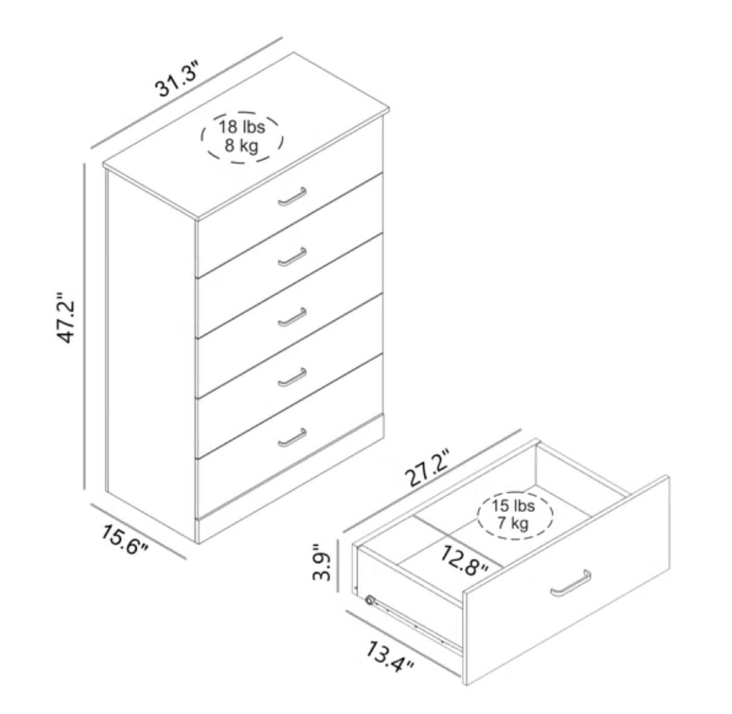 Wayfair 5-Drawer White Dresser $80 OBO - photo 4