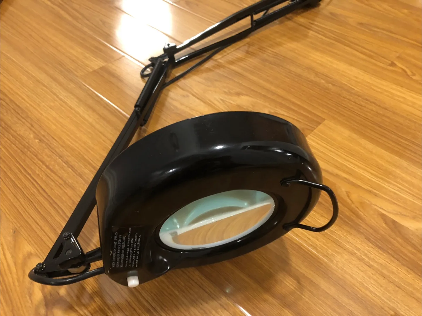 Large Black desktop swing arm Magnifying glass and lamp thumbnail
