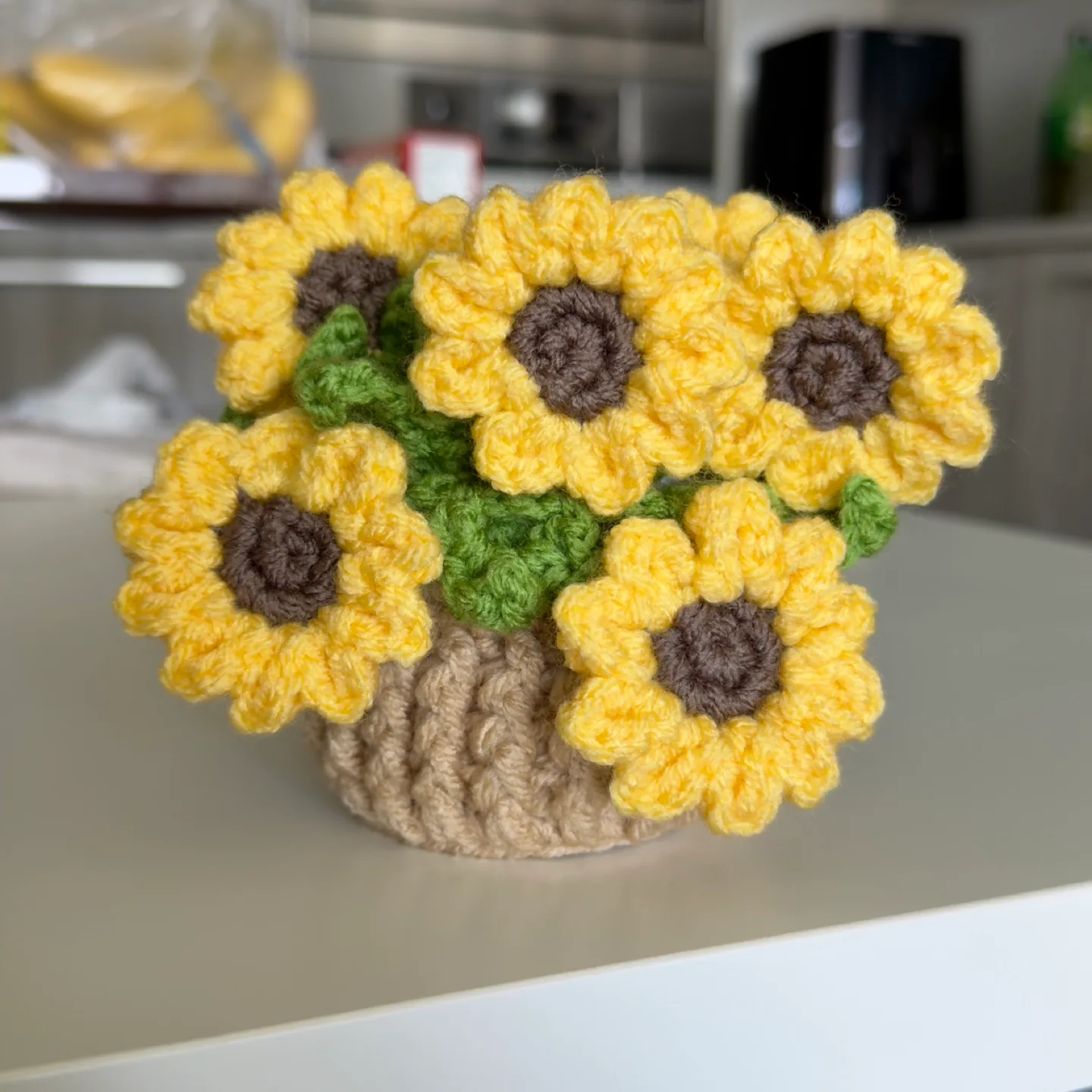 Handmade Crochet Sunflower Coaster Set image indicator(3)