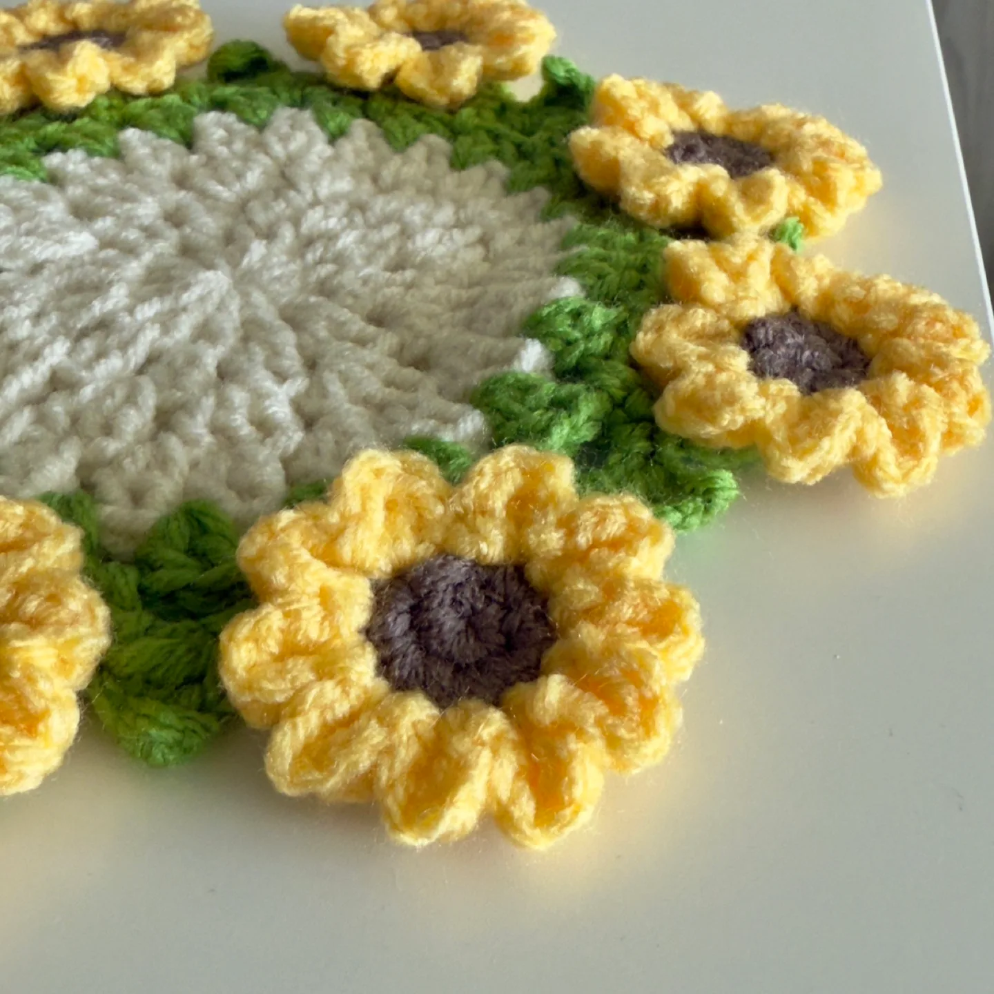 Handmade Crochet Sunflower Coaster Set thumbnail