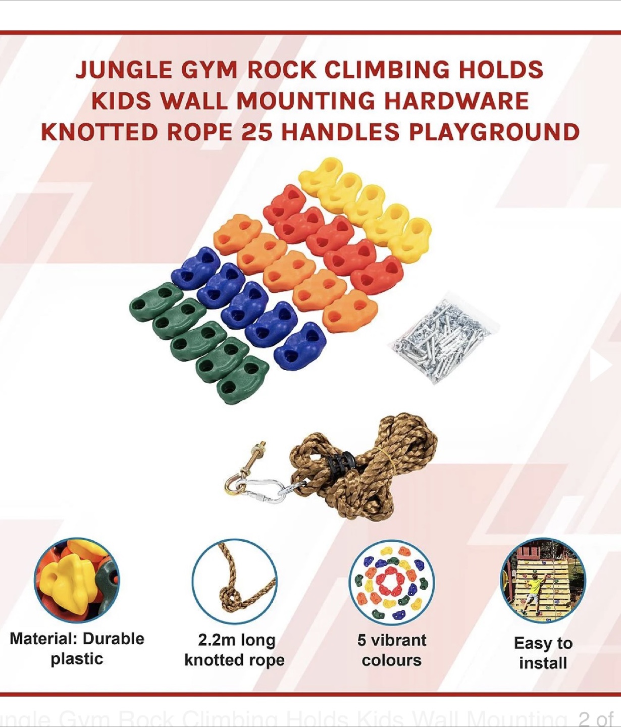 Jungle Gym Rock Climbing Holds - Kids Wall Mounting Hardware - photo 2
