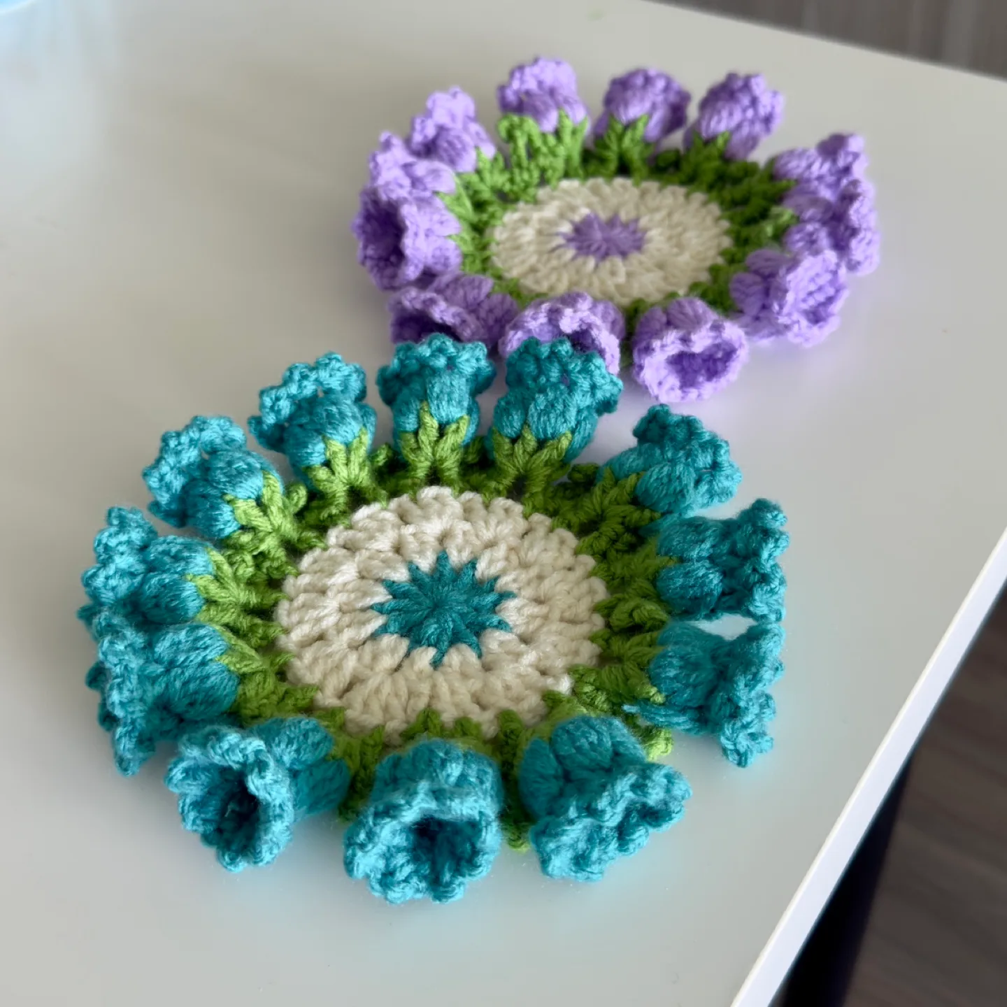 Handmade Crocheted Flower Coaster Set thumbnail
