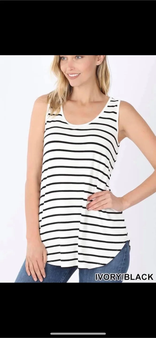Zenana Striped Tank Top - Size L image indicator(2)