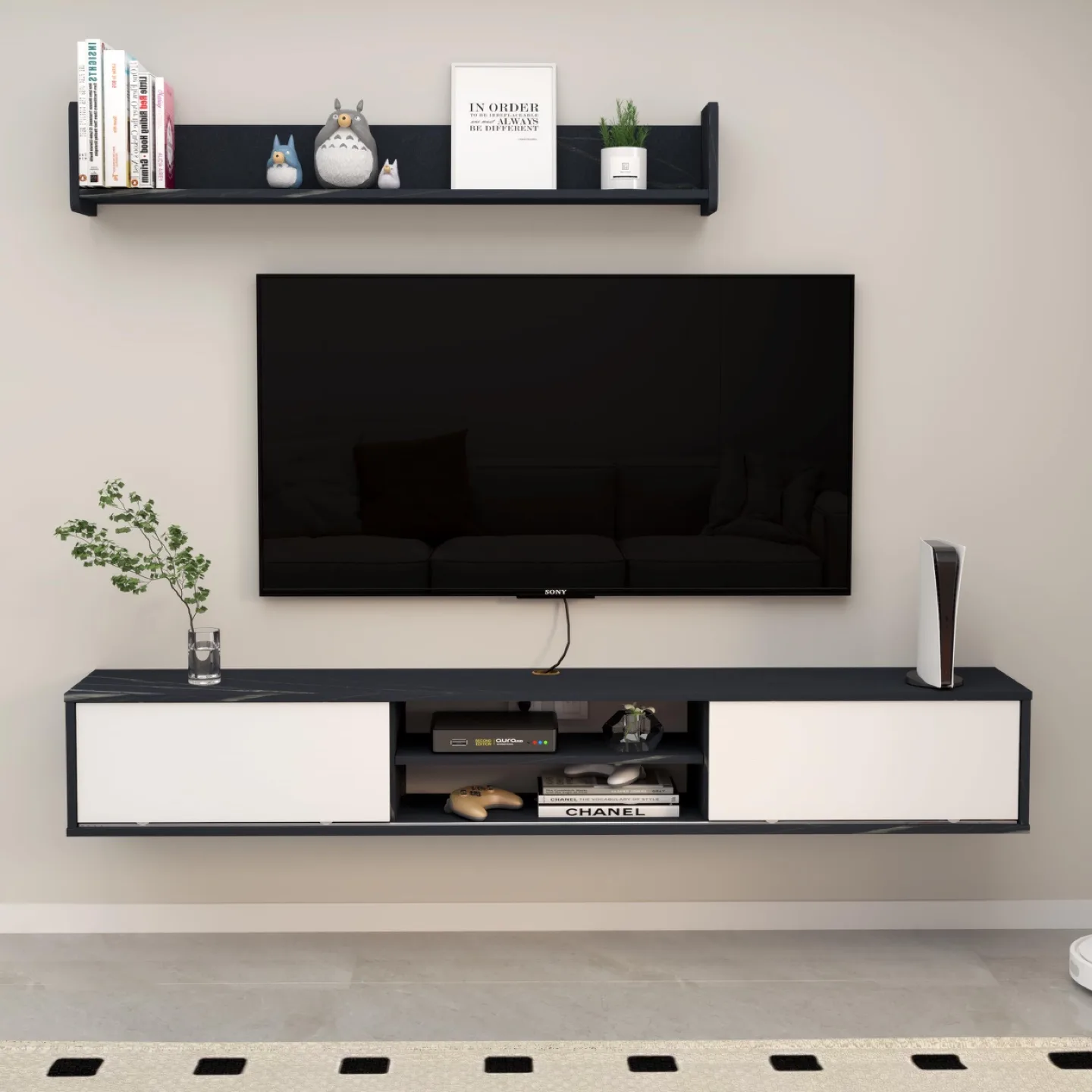 Bixiaomei Floating TV Stand with Cabinet with Sliding Door thumbnail