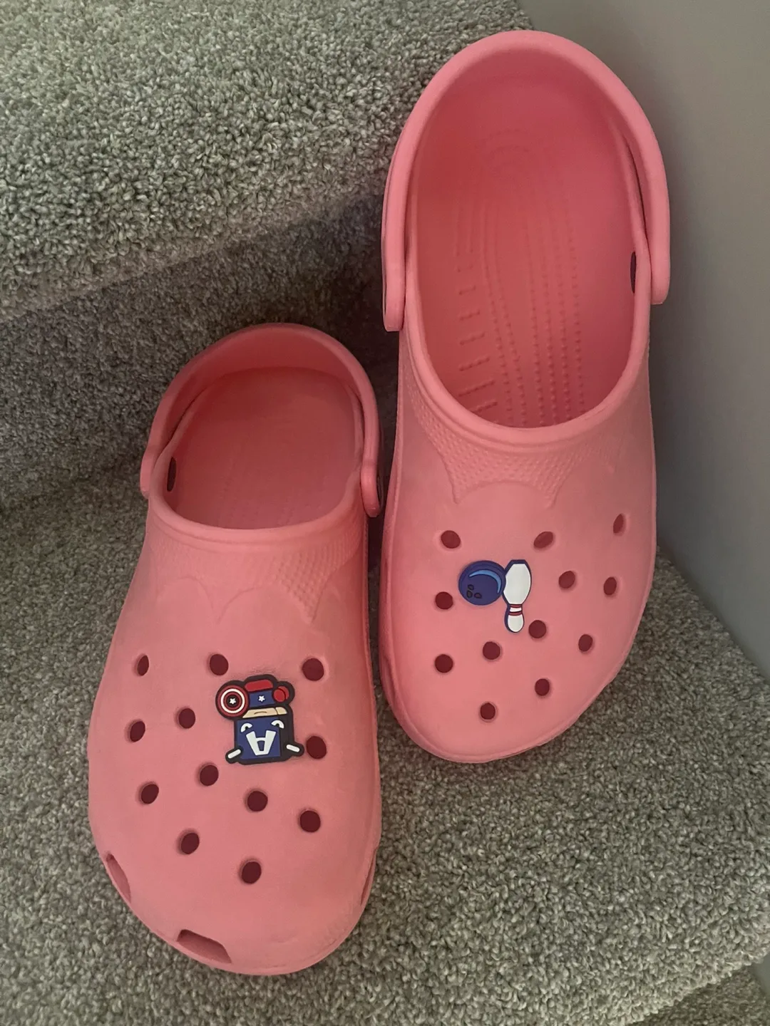 REDUCED AGAIN - Pink CROCS with Charms -  F 10-11 image indicator(2)