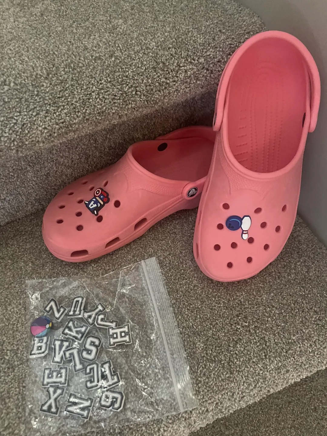 REDUCED AGAIN - Pink CROCS with Charms -  F 10-11 image indicator(5)