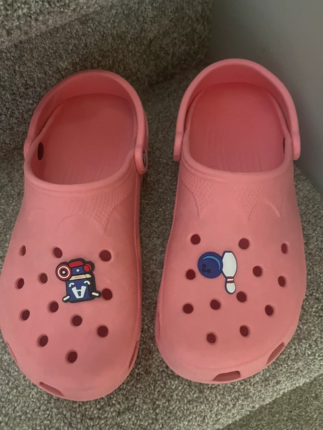 REDUCED AGAIN - Pink CROCS with Charms -  F 10-11 image indicator(3)