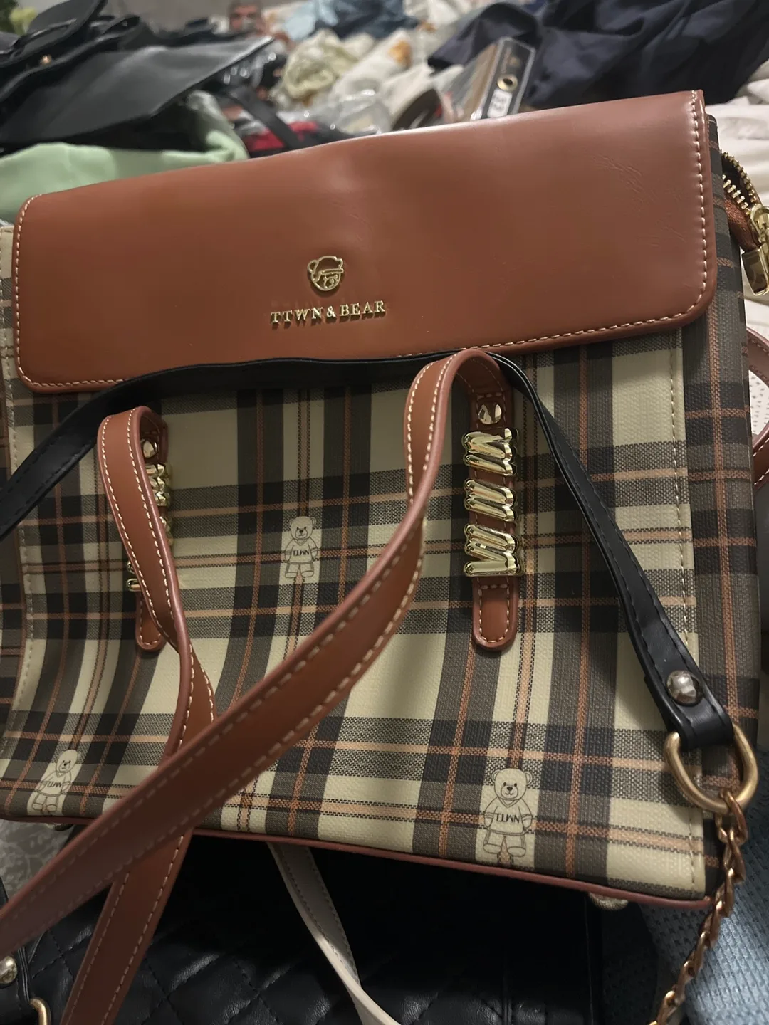 TTWN & Bear Plaid Handbag thumbnail