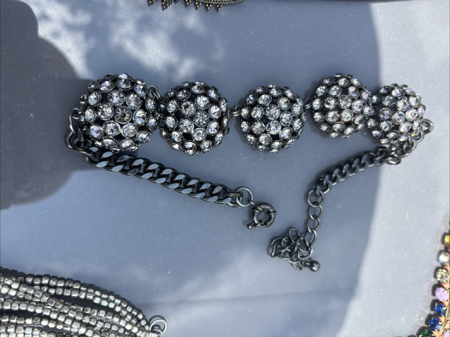 Holiday Rhinestone Ball Chain Necklace